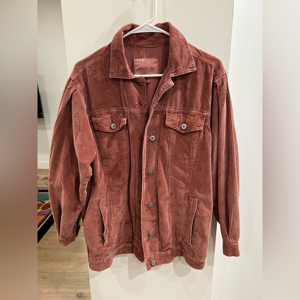 American Eagle Corduroy Jacket in Orange Red